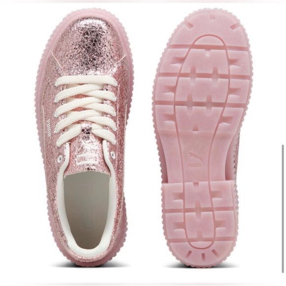 Puma Dinara Shine Rose Gold Pink‎ Glitter Platform Sneakers size 9 brand new - Picture 3 of 4
